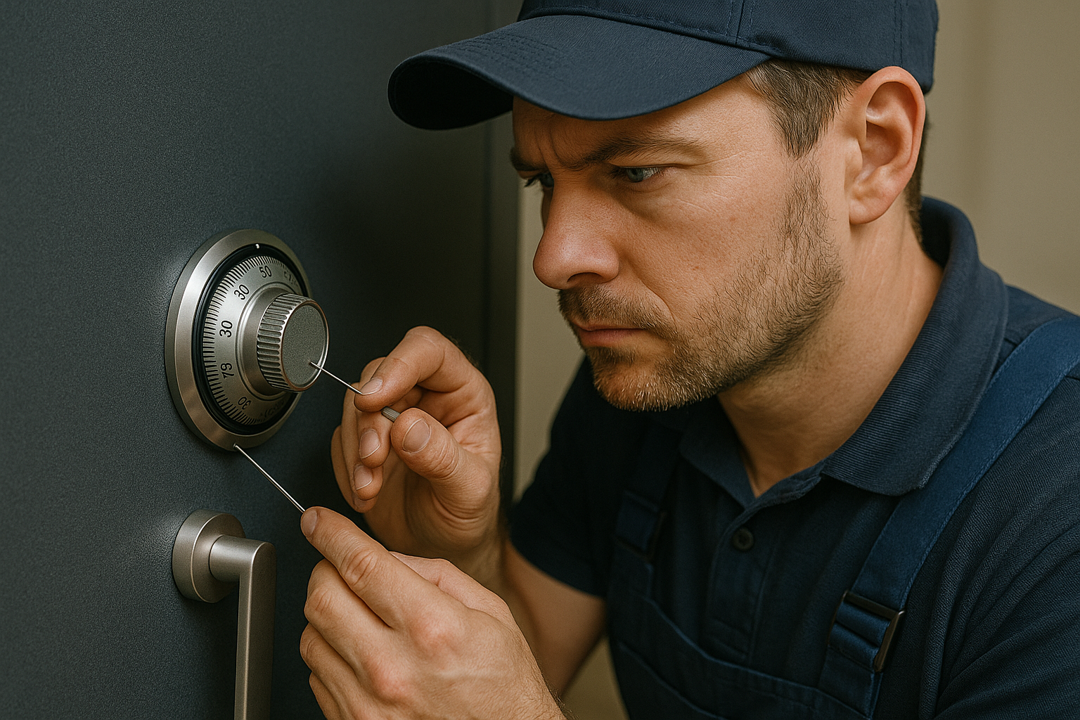 Mitarbeiter öffnet Tresor fachgerecht – Schlüsseldienst Vohwinkel